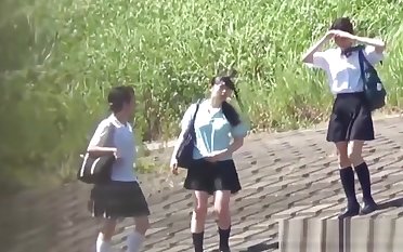 Naughty japan teens pee